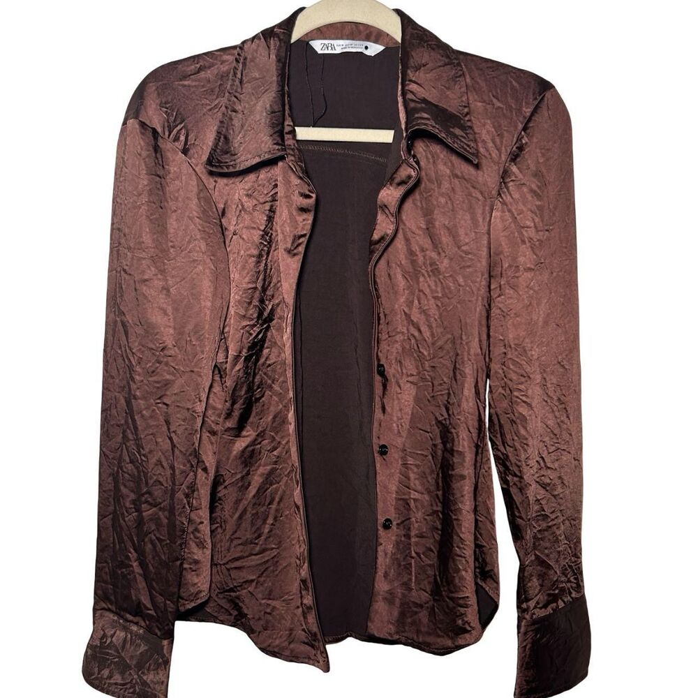 Zara Women's Brown and Burgundy Blouse
